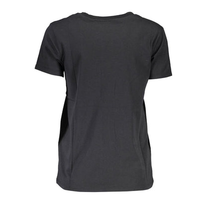 Back view of Levi's Black Cotton Women T-Shirt with short sleeves and round neck.