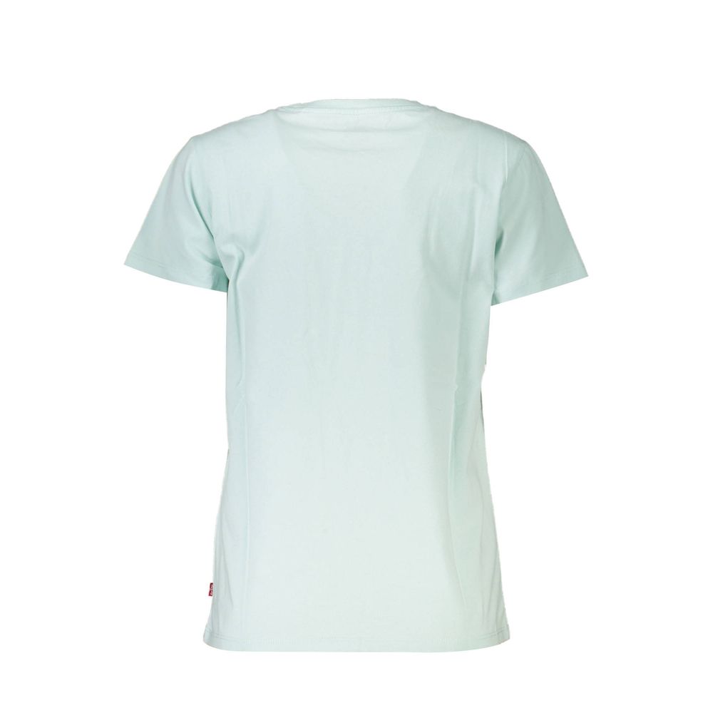 Back view of Levi's Blue Cotton Women T-Shirt showing short sleeves and crew neck design, highlighting its timeless style.