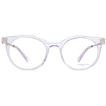 Liebeskind Purple Unisex Glasses Frame made of acetate with full-rim round style, featuring 49mm demo plastic lenses.