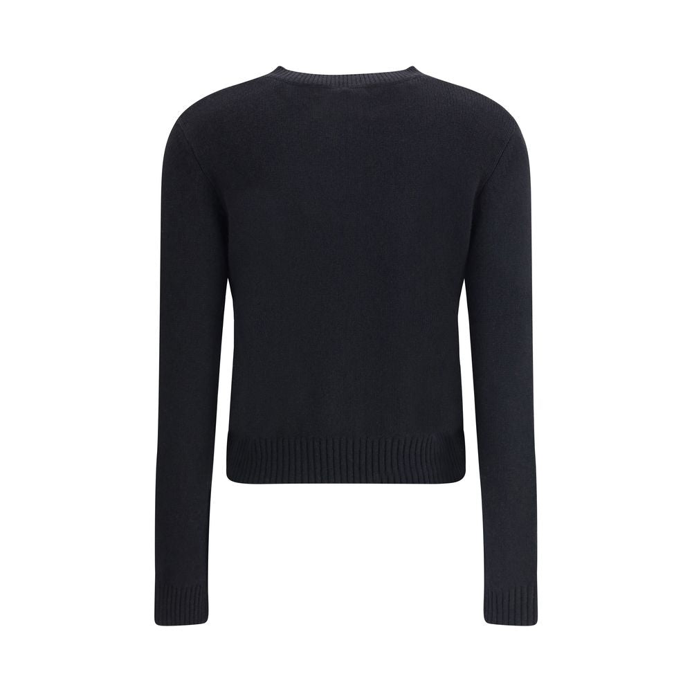 Back view of Lisa Yang Mable Sweater, black cashmere with ribbed crew neck and cuffs, perfect for elegant, everyday wear.