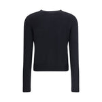 Back view of Lisa Yang Mable Sweater, black cashmere with ribbed crew neck and cuffs, perfect for elegant, everyday wear.