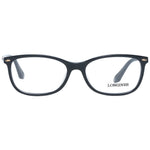 Longines Black Women Glasses Frame, square plastic full-rim design with demo lenses, size 54-16-140, elegant eyewear.
