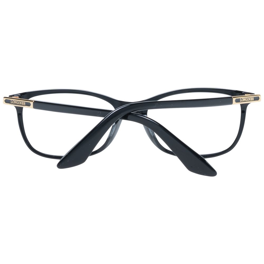 Longines Black Women Glasses Frame with full-rim plastic design, square style, and demo lenses.