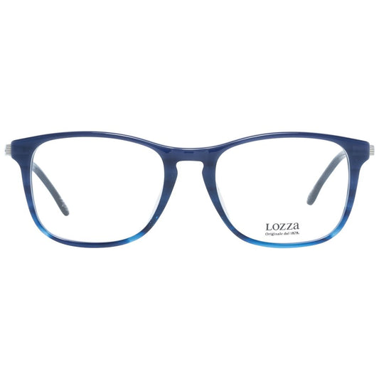 Lozza Blue Men Glasses Frame in full-rim square style with metal and plastic material, blue color lenses and frame, size 53-0-0.