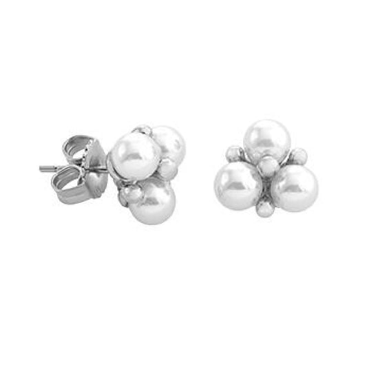 MAJORICA JEWELRY Mod. 15297.01.2.E00.000.1 elegant pearl cluster earrings on white background