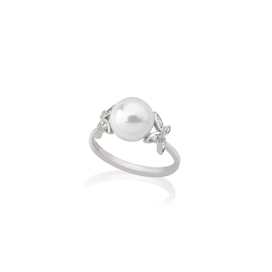 MAJORICA JEWELRY Mod. 16043.01.2.917.010.1 elegant pearl ring with floral design