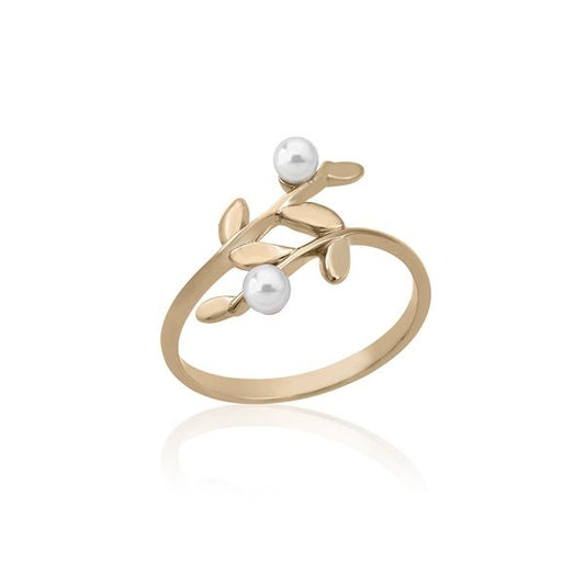 Gold ring with pearl accents from MAJORICA JEWELRY Mod. 16153.01.1.915.010.1 collection on a white background.