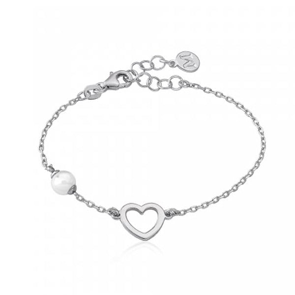 MAJORICA JEWELRY Mod. 16390.01.2.000.010.1 silver bracelet with heart charm and pearl