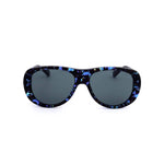 Unisex acetate sunglasses, MINIONS MOD. MIN22048 SHINY DARK BLUE, featuring a shiny dark blue frame and dark lenses.