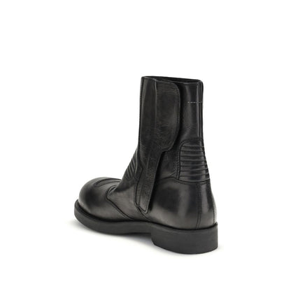 MM6 Black Leather Ankle Boots MM6
