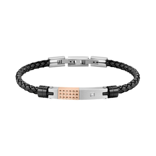 MORELLATO MOD. SQH23 gent's bracelet with woven black leather and metal accents