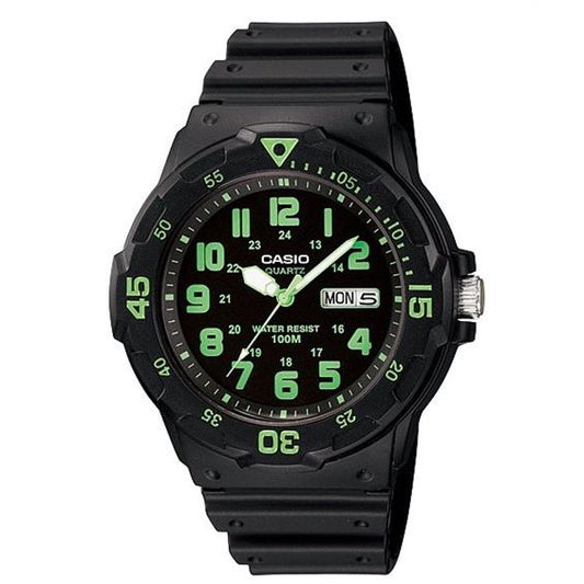 CASIO SPORT Mod. DIVER 100M - BLACK wristwatch, water resistant 10 ATM, quartz movement, resin case and strap, gent's watch.