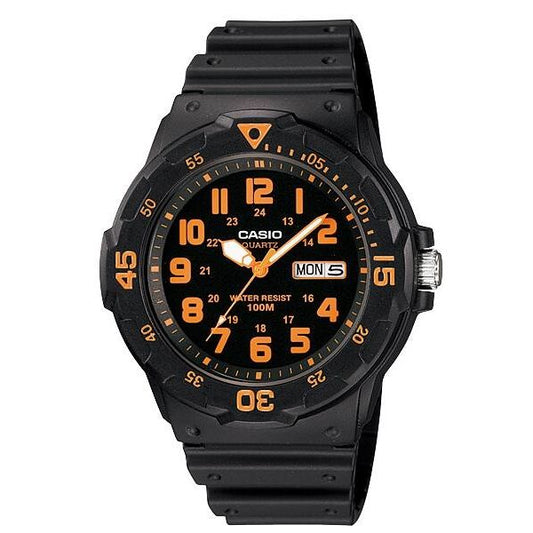 CASIO SPORT Mod. DIVER 100M men's quartz wristwatch with resin case and strap, water resistance 10 ATM, day-date function, in official box.
