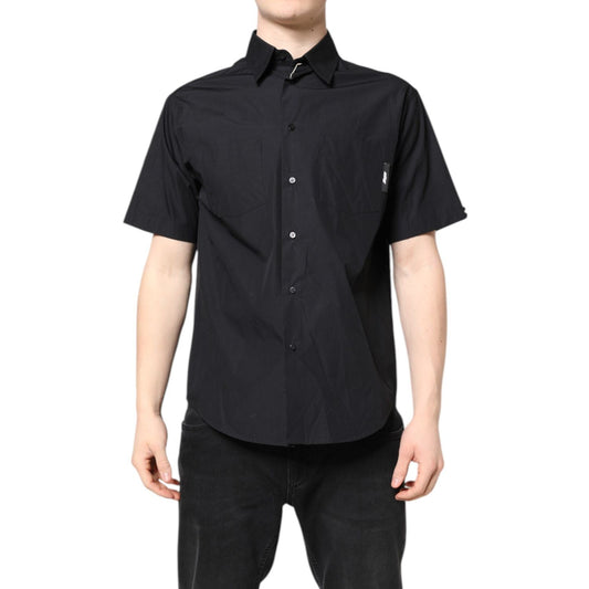 MSGM Black Printed Short Sleeves Collared Men Casual Shirt MSGM