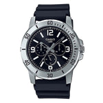 CASIO COLLECTION Mod. DIVER MULTIFUCTION - BLACK wristwatch with 5 ATM water resistance, stainless steel case, resin strap, chronograph function.
