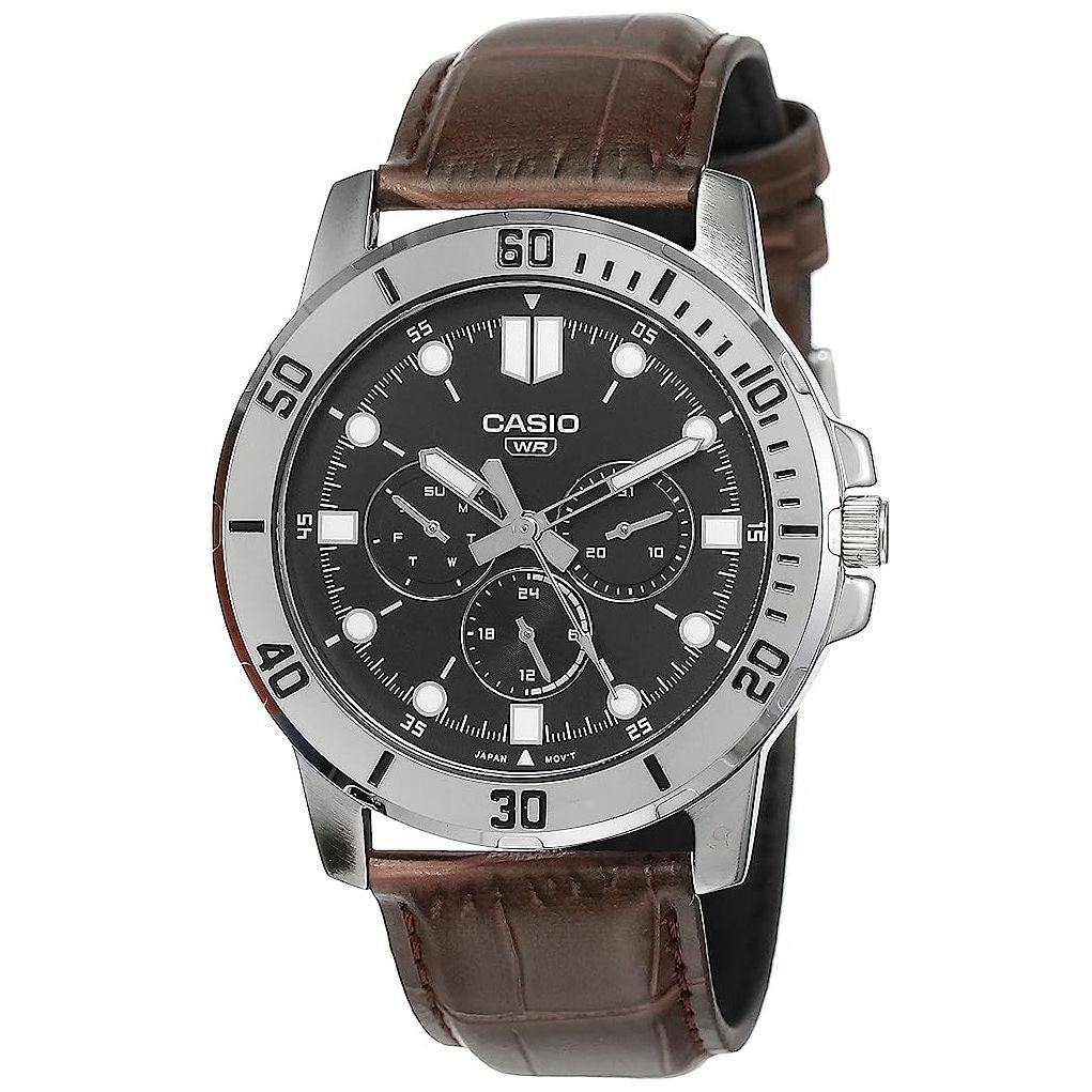 CASIO COLLECTION Mod. DIVER MULTIFUCTION, LEATHER - BLACK