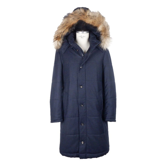 Made in Italy Blue Cashmere Men's Raincoat