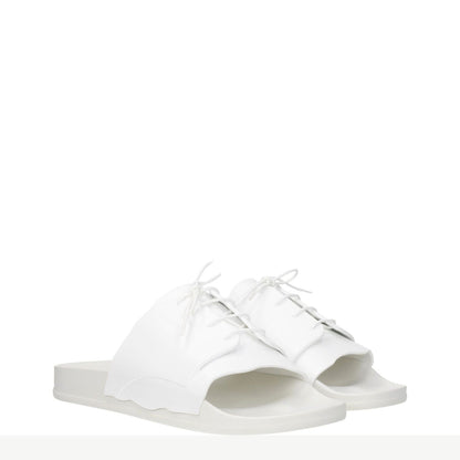 Maison Margiela White Cotton Slippers with open toe and rubber sole, featuring front detail on a low, flat heel, MPN S57WX0080P5411H0518