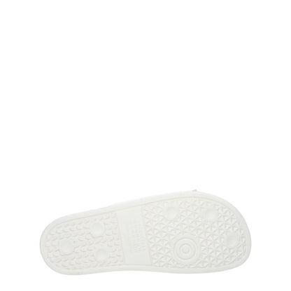 Maison Margiela White Cotton Slippers with rubber sole and open toe design.
