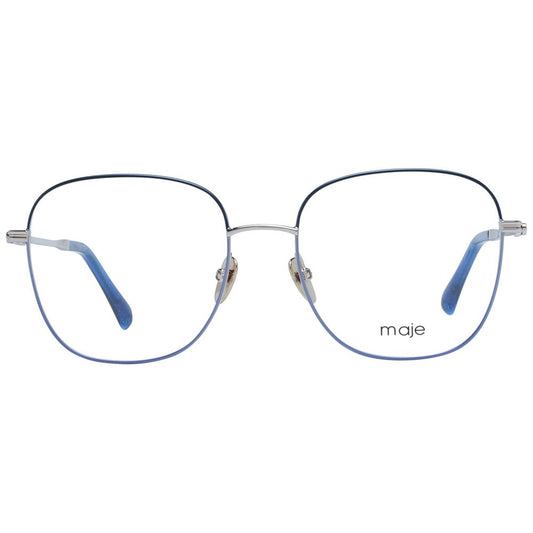 Maje Blue Women Glasses Frame, full-rim square metal frame, demo lenses, branded case, size 55-18-140, style and protection.