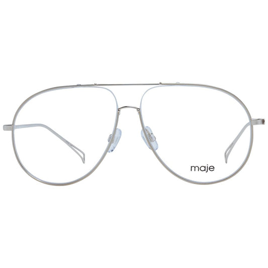 Maje Gold Women Optical Frames in full-rim aviator style with gold nickel silver alloy frame and demo plastic lenses, size 56-11-135.
