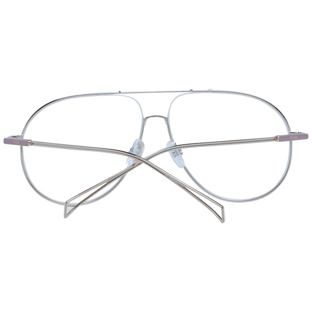 Maje Gold Women Optical Frames in gold alloy, full-rim aviator style, shown with demo plastic lenses. Includes branded case.