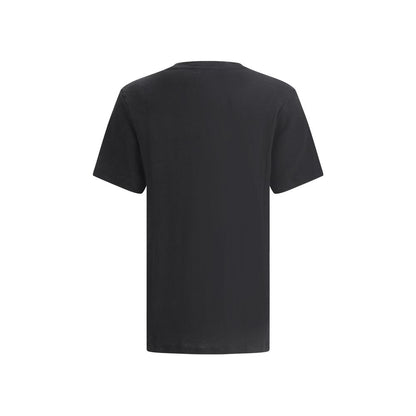 Back view of Marant Etoile Black Linen T-Shirt, featuring lightweight, breathable linen and a classic ribbed crew neck for versatile style.