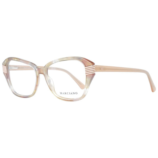 Marciano by Guess Beige Women Glasses Frame, full-rim cat eye style with plastic beige frame, lenses width 54, and temples length 145.
