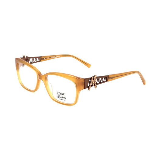 Marciano by Guess Orange Plastic Frames unisex glasses in amber color with decorative temples, model GM0137A15, size 52/16/135 mm.