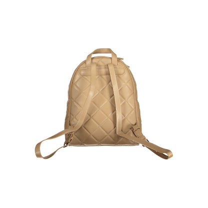 Mario Valentino Beige Polyethylene Women Backpack with quilted design and adjustable straps, perfect blend of style and function.