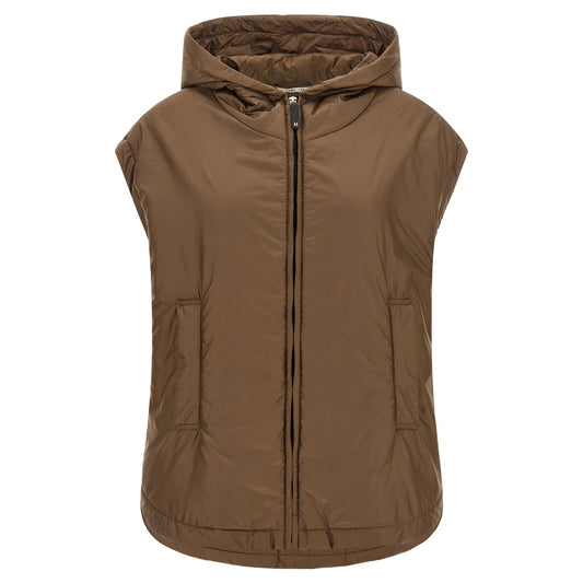 Max Mara Brown Polyester Sleeveless Jacket