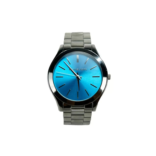 Michael Kors Slim Runway Stainless Steel Watch Blue Silver MK3292 NO BOX, 42mm case, non-numeric markers, water resistant.