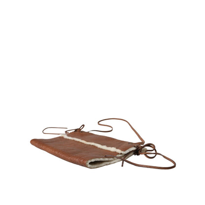 Miu Miu Brown Leather Fur Inner Lining Neck Strap WinterFleece Handwarmer