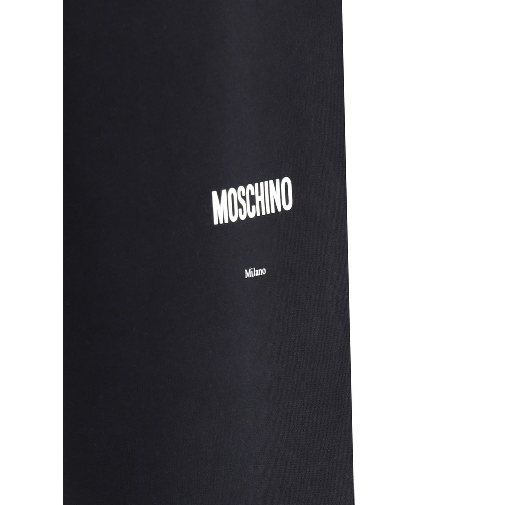 Moschino Black Cotton Joggers (Workout Pants) with logo detail, showcasing style and comfort for an urban look.