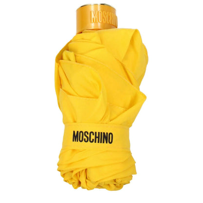 Moschino Yellow Polyester Umbrella with logo, style casual, clips closure. Model MPN 8351SUPERMINIU, product code F81733.