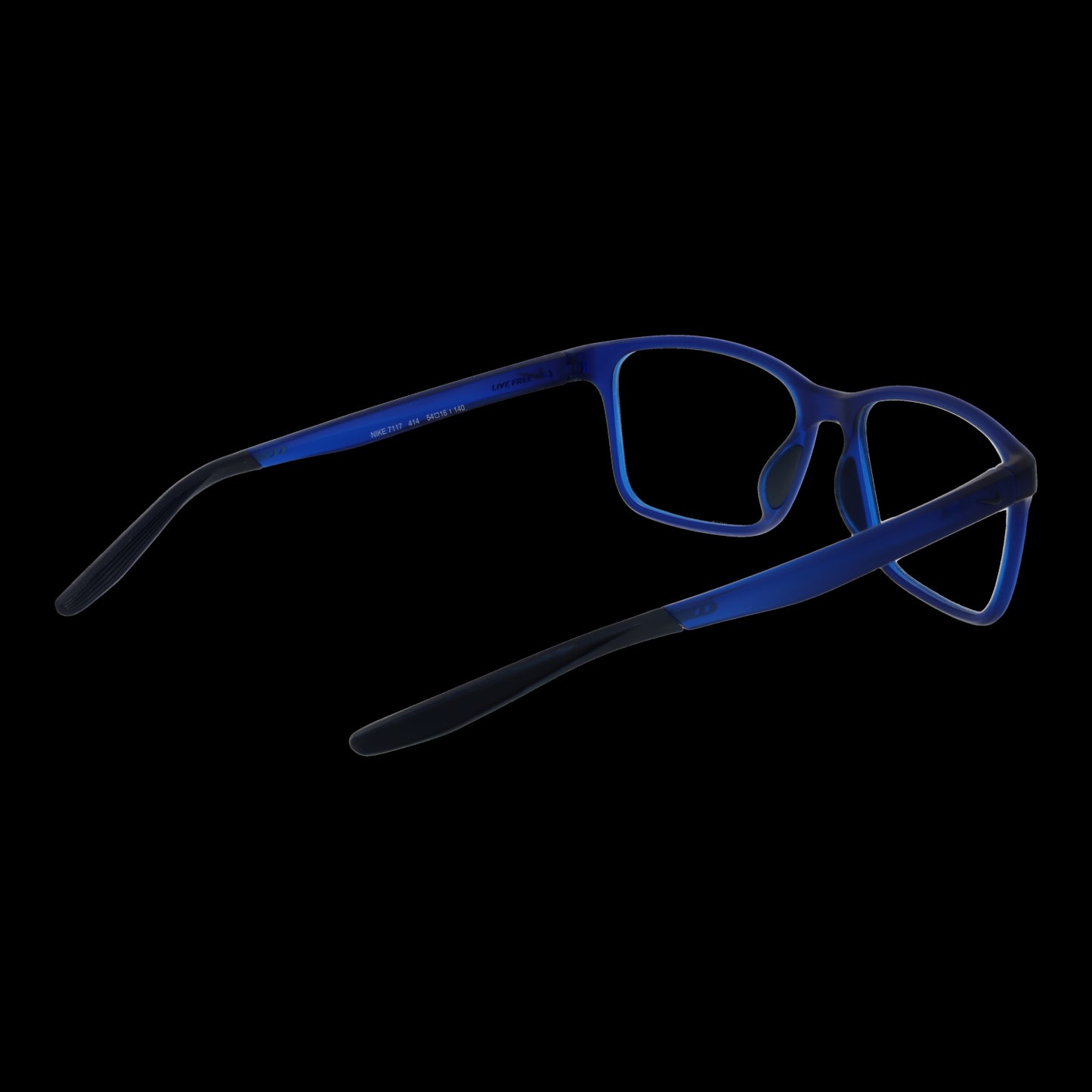 NIKE MOD. NIKE 7117 54414 eyeglasses for men in blue, side view. Stylish frame design for gentlemen. Perfect for everyday wear.