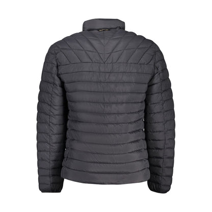 Napapijri Black Polyamide Men Jacket showcasing bold design and iconic logo, perfect for modern style and functionality.