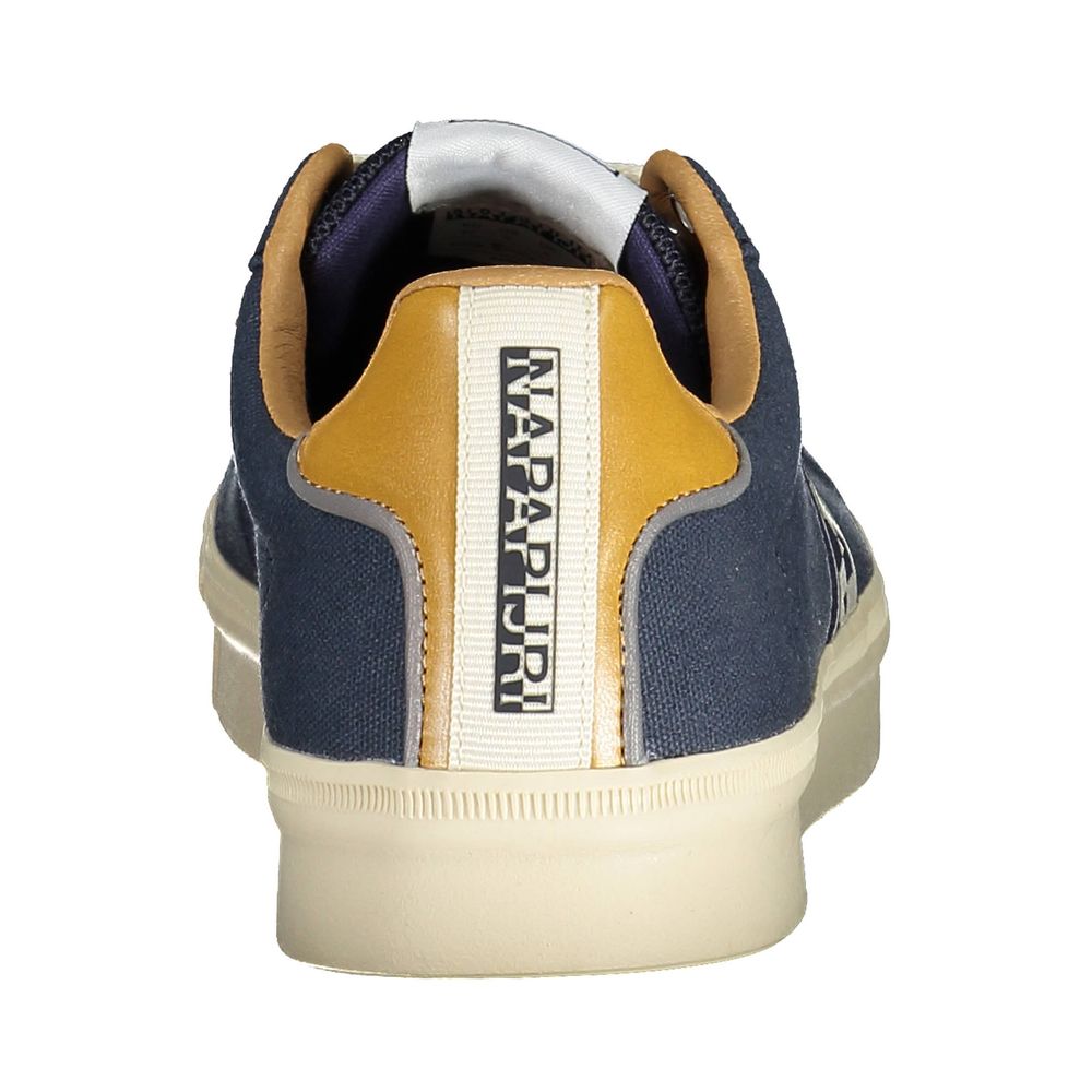 Back view of Napapijri Blue Polyester Men Sneaker with logo and contrasting details.