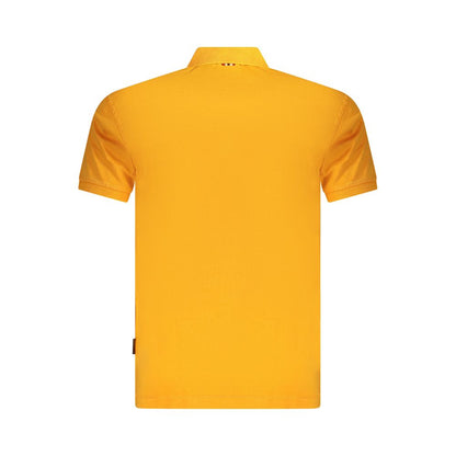 Back view of Napapijri Orange Cotton Men Polo Shirt with short sleeves.