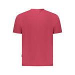 Back view of Napapijri Red Cotton Men T-Shirt showcasing organic cotton fabric.
