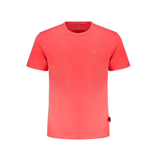 Napapijri Red Cotton T-Shirt, short sleeve, regular fit, crew neck, with embroidery logo, made from 100% organic cotton.