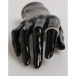 Nialaya Sterling Silver 925 Band Pave CZ Crystal Eternity Ring displayed on black mannequin hand