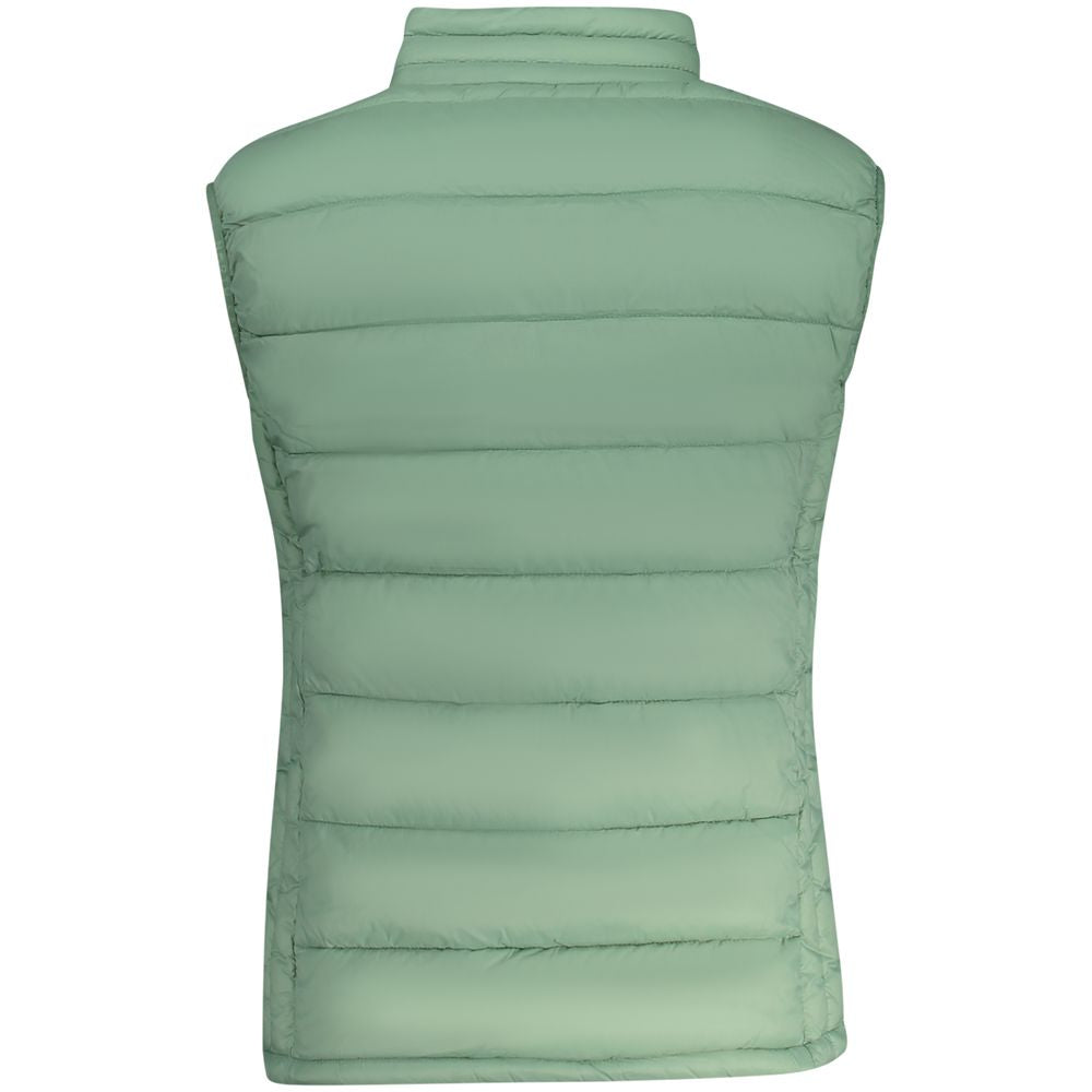 Back view of North Sails Green Polyamide Women Jacket with sleek quilted design and high neckline.