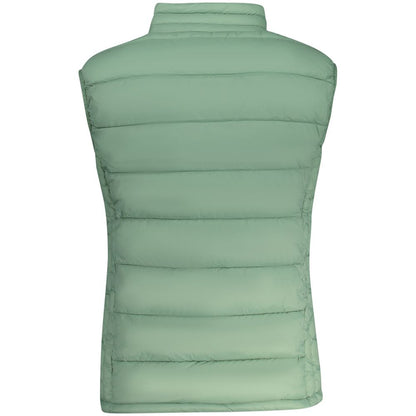 Back view of North Sails Green Polyamide Women Jacket with sleek quilted design and high neckline.