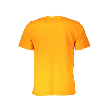 Back view of North Sails Orange Cotton Men T-Shirt with iconic print and crew neck design.