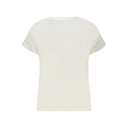 Back view of North Sails White Cotton Women T-Shirt, featuring a relaxed short sleeve design and embossed logo detail.