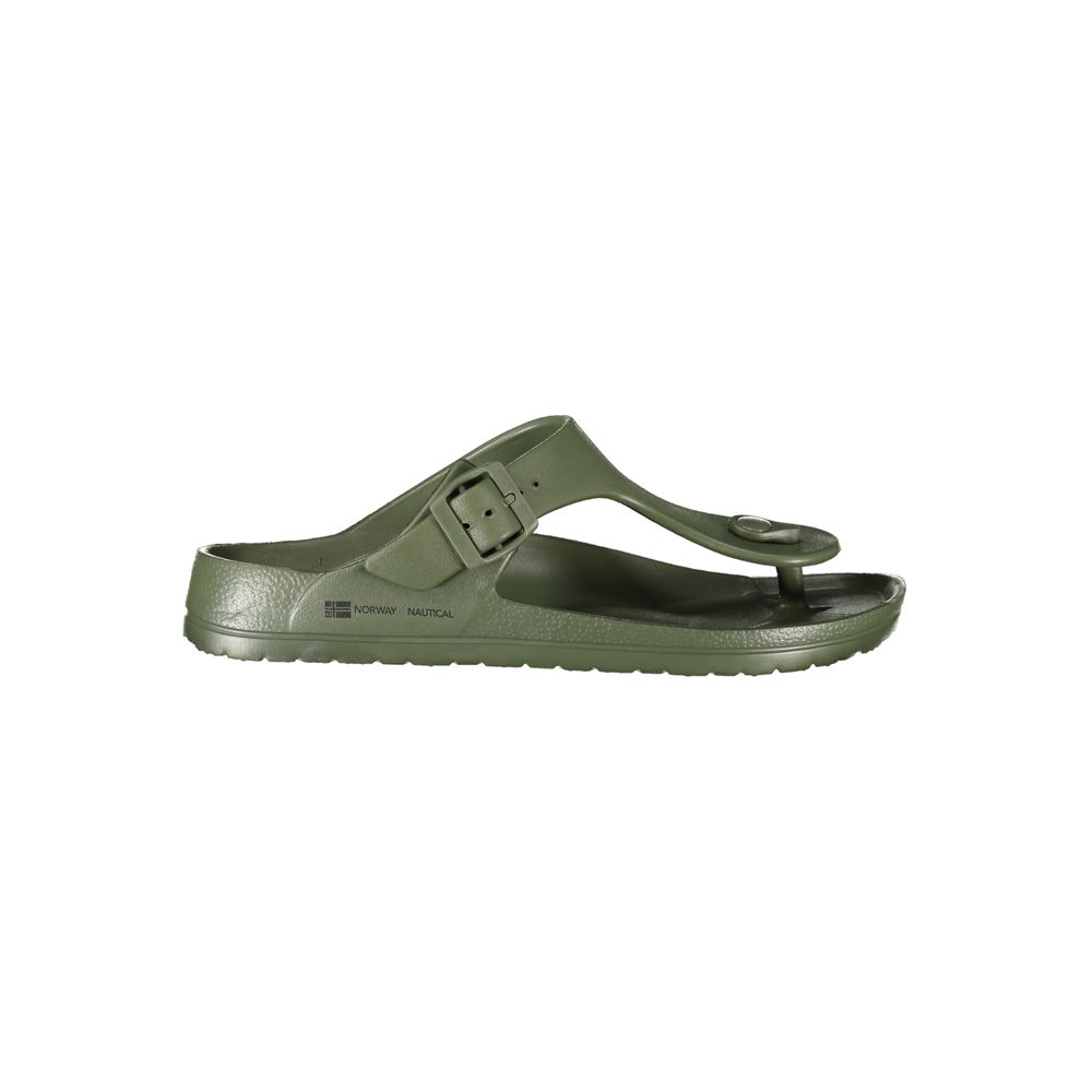 Norway 1963 Green Plastic Mens Sandal with adjustable buckle and logo, offering comfort and style for the modern man