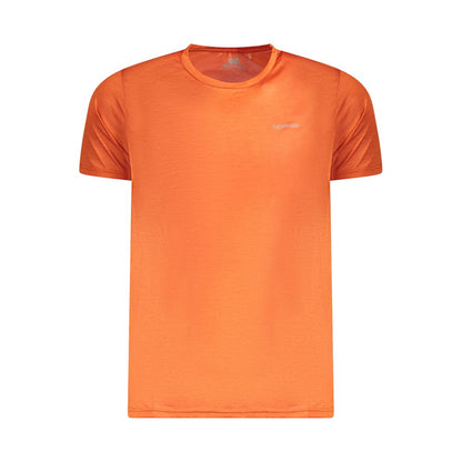 Norway 1963 Orange Polyester Men T-Shirt with crew neck and eco-conscious design, made from 100% recycled polyester for sustainability.