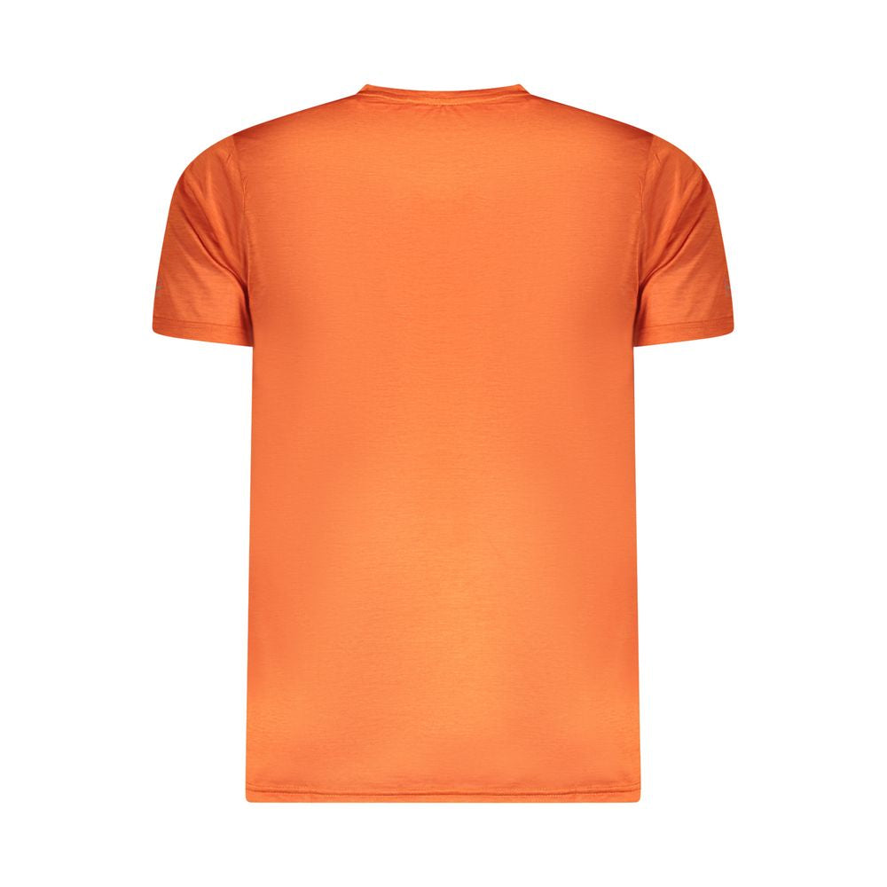 Back view of Norway 1963 Orange Polyester Men T-Shirt, featuring eco-friendly 100% recycled material for stylish sustainability.
