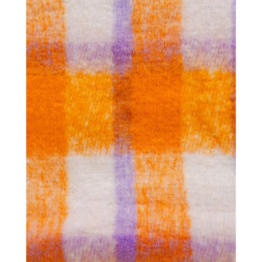 Close-up of Only Orange Polyester Scarf with checkered design, highlighting eco-friendly material and stylish pattern.